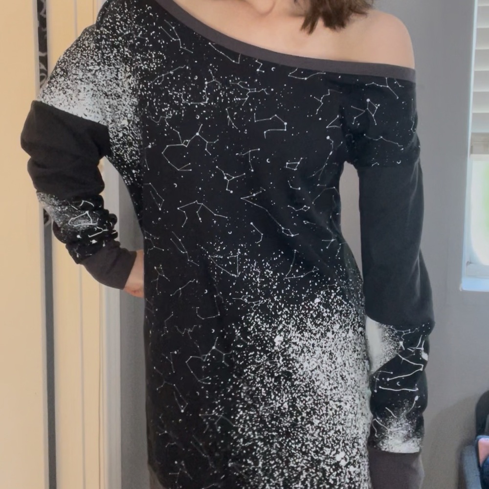 Elegant Black Constellation Off-Shoulder Dress